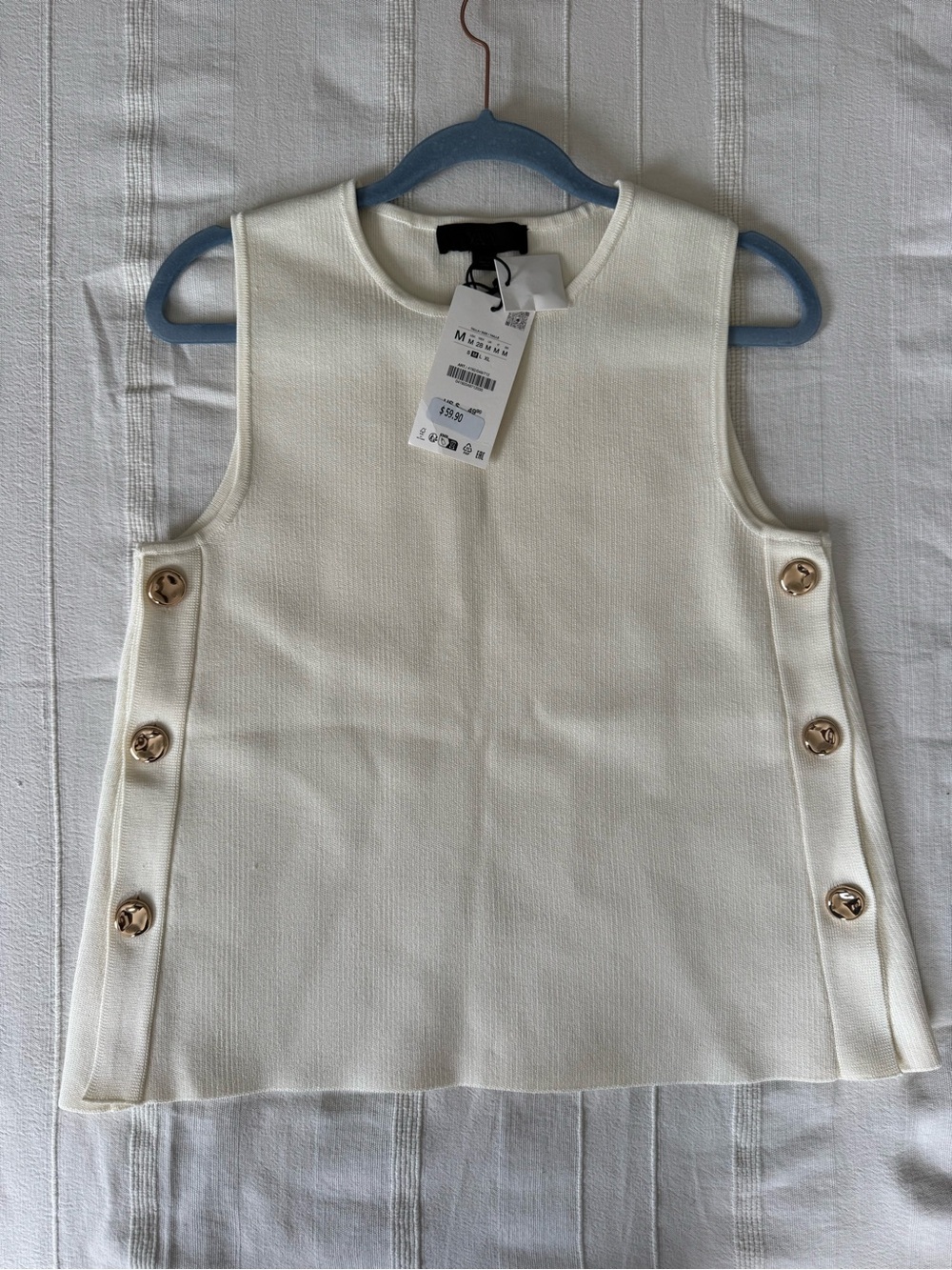 Zara Cream Sleeveless Knit Tank